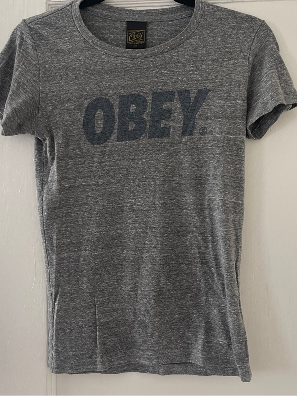 Obey Heather Gray Logo Tee - Picture 4 of 4